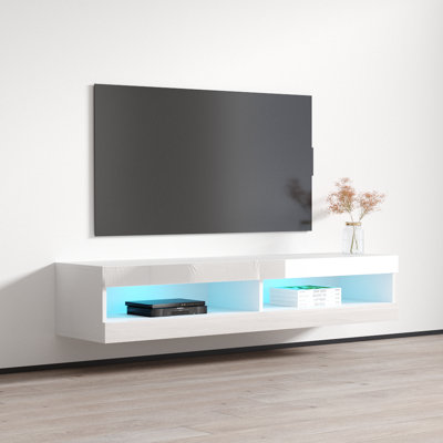 Fly 63" Type-34 Floating White TV Stand