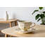 Ensemble de tasse à thé et soucoupe en céramique rétro avec cuillère en acier inoxydable personnalisée | Tasse à café 8 oz avec assiette de 6 pouces | Ensemble-cadeau pour le thé élégant, lavable au lave-vaisselle et au micro-ondes