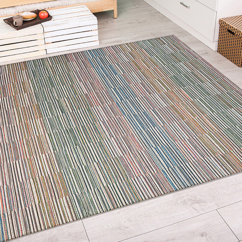 Tapis intérieur / extérieur rayé multicolore à tissage plat Ellenton, Rectangle 7 pi 10 po x 10 pi 9 po