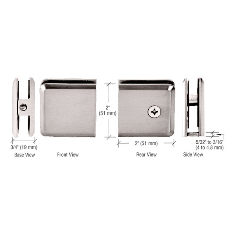 Wall Mount Clamp T-Hinge, Brushed Nickel