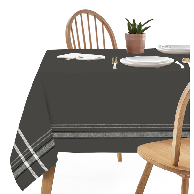 Nappe de couleur unie en mélange de coton, Gris charbon, 90 po x 60 po