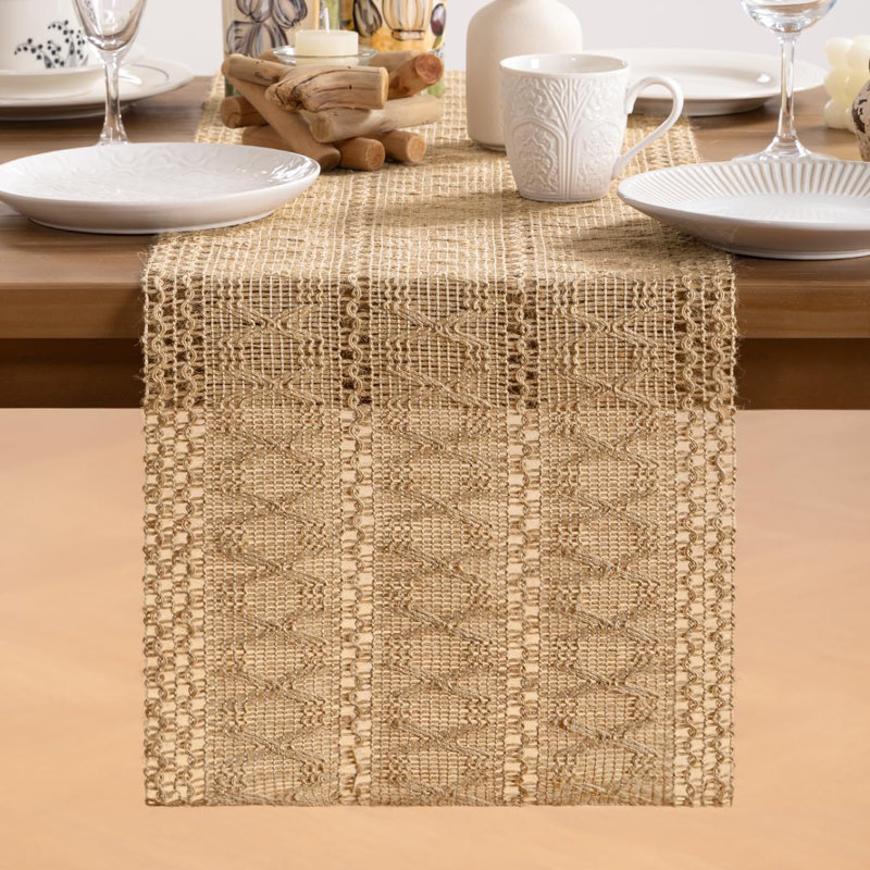 Chemin de table de Noël de Noël Chemin de table en toile de jute 90 pouces Boho