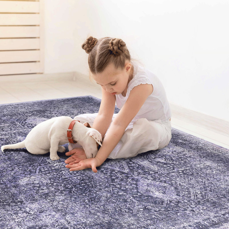 Non-Slip Area Rug - Washable, Low-Pile, Non-Shedding, For Kitchen, Living Room  Anthracite, 2'6'' X 10' Bedroom & Pet Safe