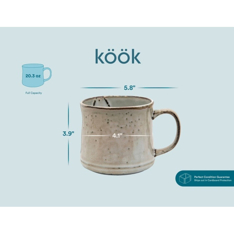 Java Slate Ceramic Coffee Mugs with Metallic Gold Accents, Set of 2