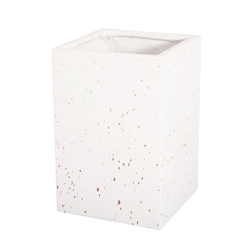 Boîte à fleurs rectangulaire en oxyde de magnésium faite à la main de 20 po de hauteur, l 13,1 po x P 13,1 po, sans assemblage, trou de drainage avec bouchon, blanc pour jardin, jardin