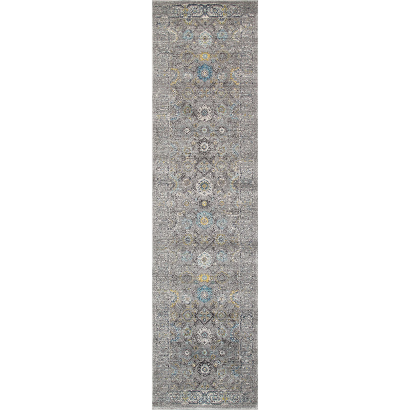 Chelsea Geometric Power Loomed Area Rug in Silver, Runner 2'8 x 10'