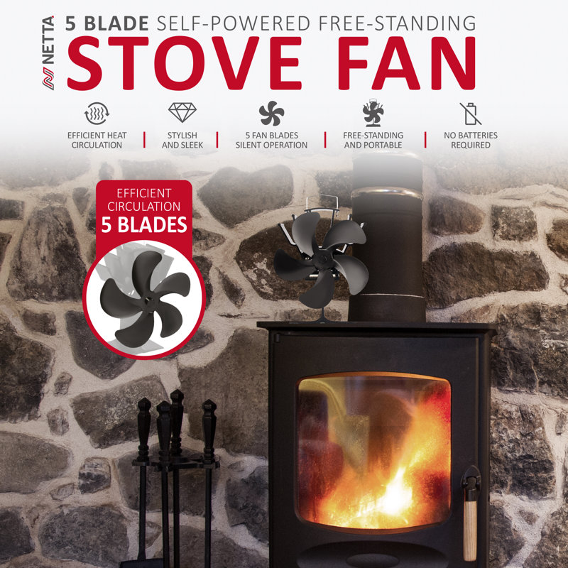 NETTA 5 Blade Stove Fan for Woodburners