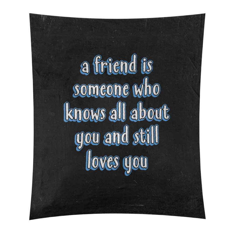 Tapisserie tableau en polyester «Love and Friendship», H 80 po x l 68 po, Bleu