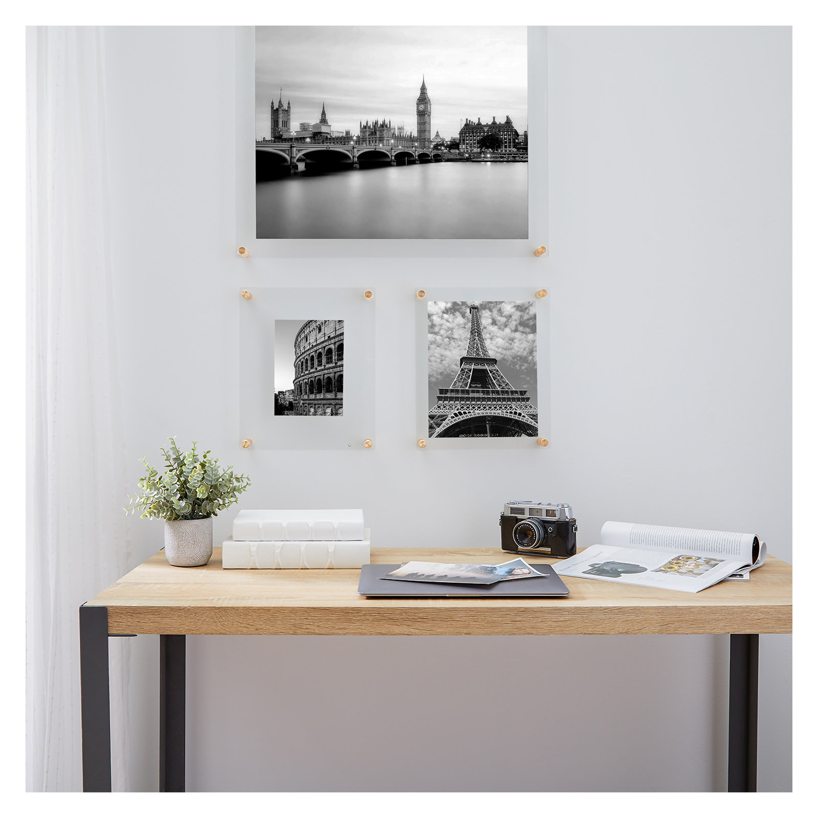 Clear UV-Grade Acrylic Modern Floating Picture Frame, Gold, 12" W x 12" H
