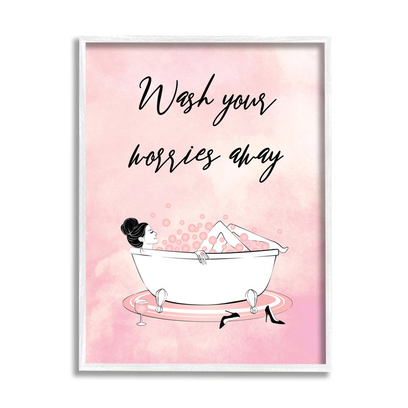 «Bubble Bath Glam Pink Bubbles», art textuel, Toile tendue, H 30 po x l 24 po x P 1,5 po