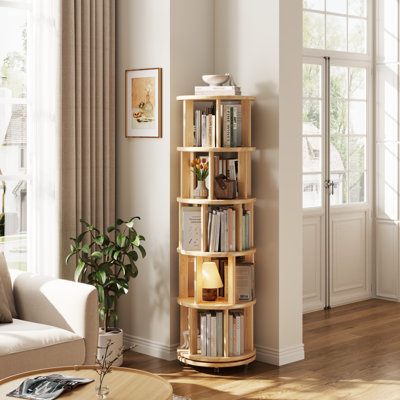 Bibliothèque en bois massif pivotante à 360 ° Oliver, équipée de roues de frein, permettant un ajustement flexible