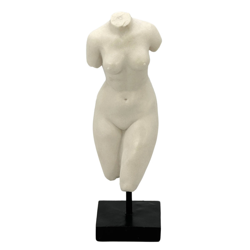 Poly-Marble Torso Bust Greek Roman Tabletop Statue 15"
