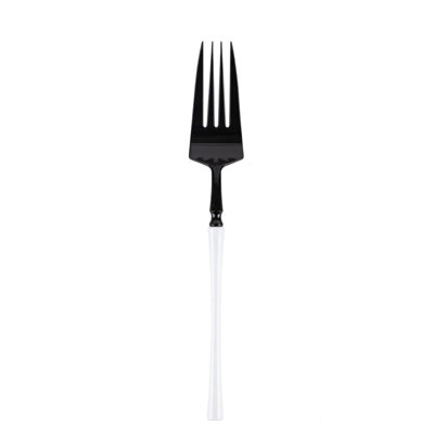 Fourchette à dîner en plastique jetable Ecoqualité moderne noir et blanc Infinity Collection 100 invités