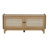 Boho Rattan Entryway Bench with Storage, Cushioned Shoe Bench with Double Doors, Wooden Shoe Organizer Bench for Entryway and Hallway (Brown+Beige )-520951133