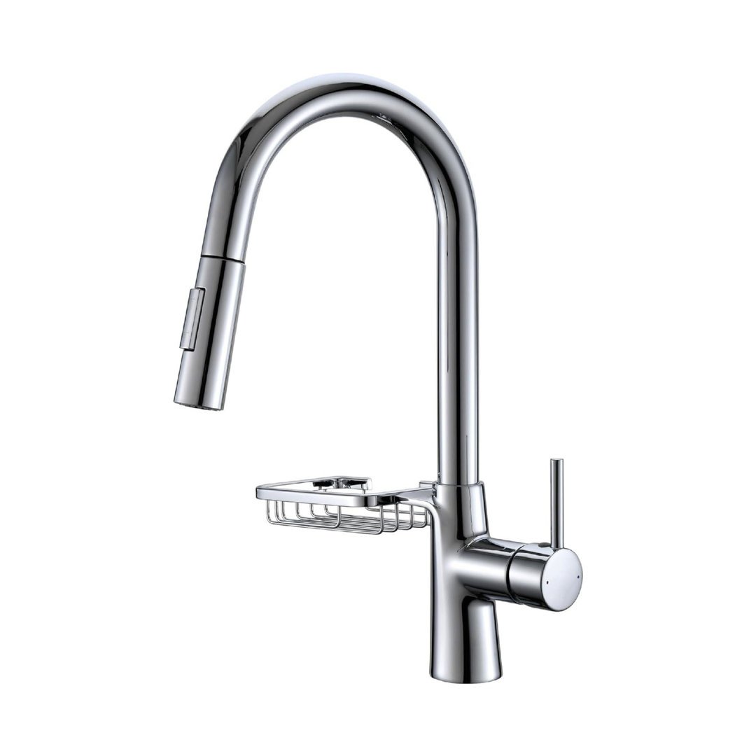 Silver Kitchen Mixer tap with Pull-Out Spray, Pull Down Kitchen Sink Mixer Taps
