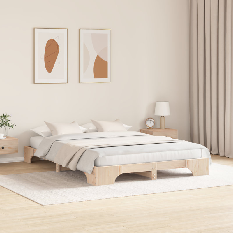 Bed Frame Solid Pine Wood, Kingsize (5'), Natural