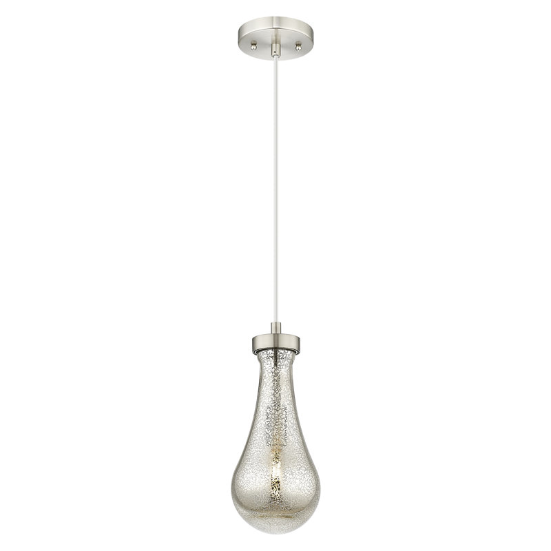 Luminaire suspendu à 1 lumière Owego, Nickel satiné, Mercure, H 12,13 po x l 5,13 po x P 5,13 po