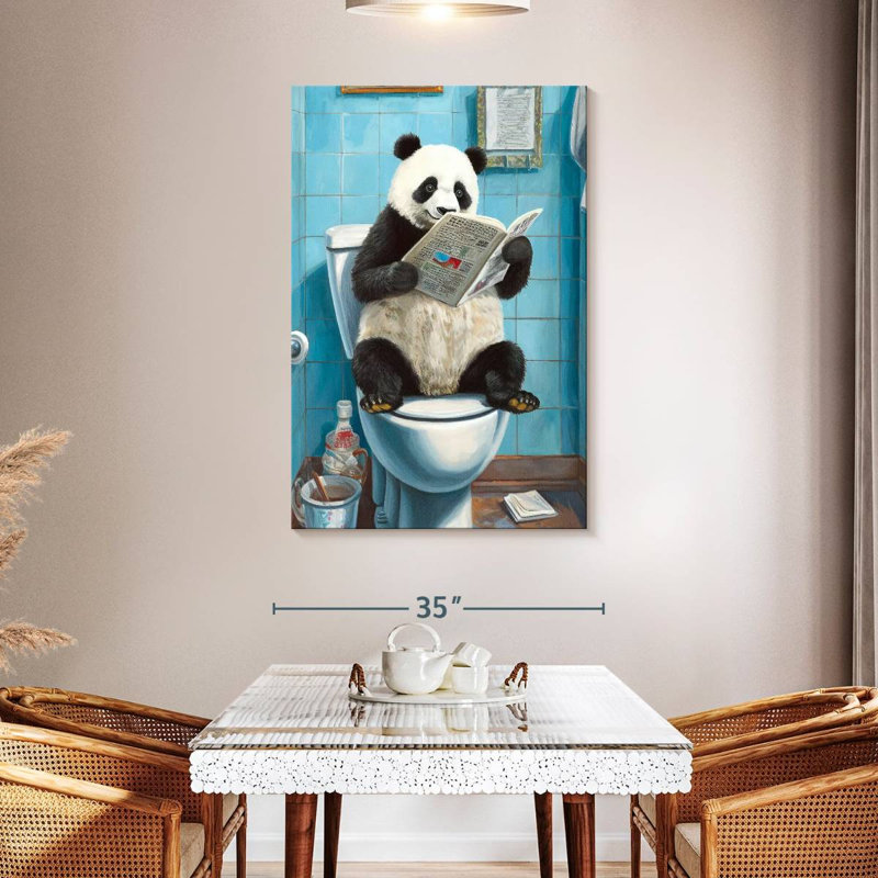Ketti Panda On A Toilet, 48" H x 32" W