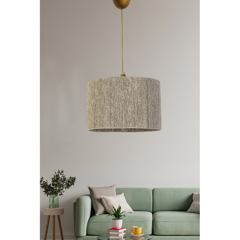 Lustre vert élégant avec corps en plastique, 7,9 po x 11,8 po | Hauteur de câble réglable jusqu'à 23,6 pouces | Douille E27, 40 W maximum | Luminaire élégant pour la décoration intérieure, conception moderne avec capuchon en coton
