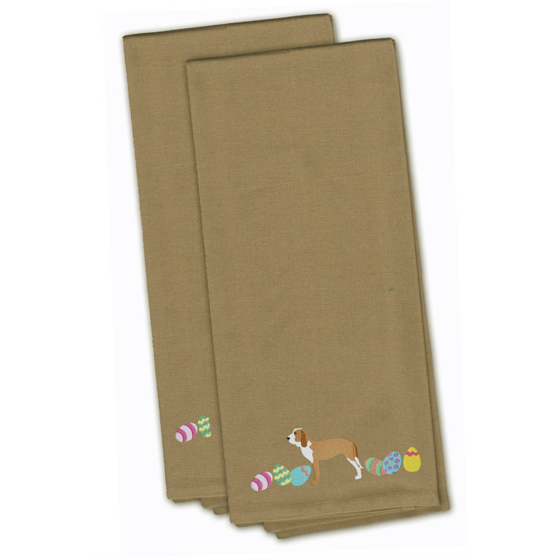 Serviette de cuisine à broderie sabueso espanol, Brun clair, H 28 po x l 19 po x P 0,1 po