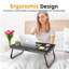 Bureau portable pliable pour ordinateur portable pour lit et canapé, bureau pour ordinateur portable réglable avec porte-gobelet et support pour téléphone, noir