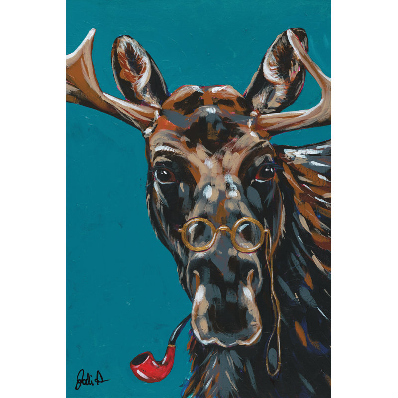 «Lebna Espion Animaux II-Mystère de l'orignal sur toile» par Jodi Augustine, H 36 po x l 24 po x P 1,25 po