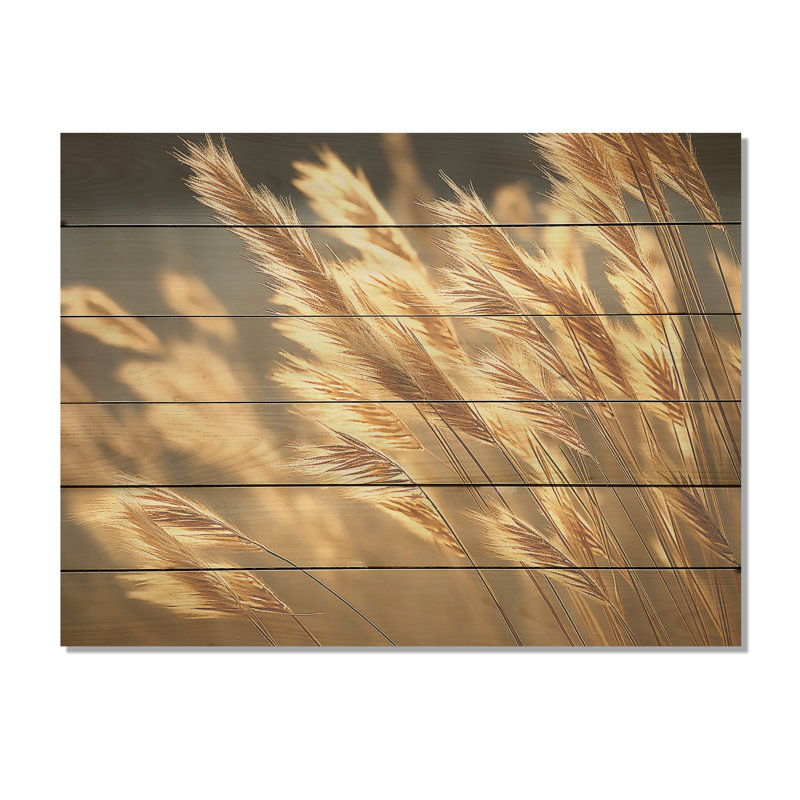 «High Grass Meadow Golden Dream», art mural sur bois de pin naturel pré, H 10 po x l 20 po