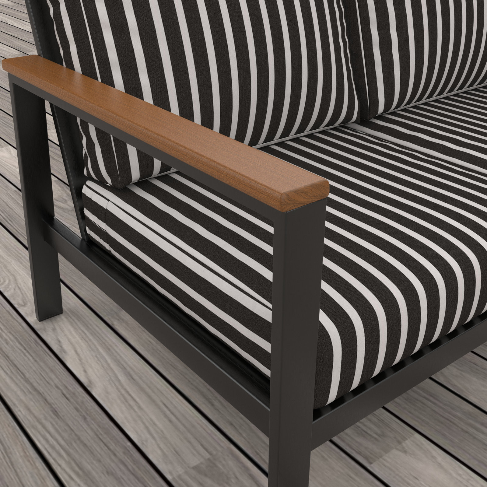 Townsend 80" Sunbrella® Patio Sofa, Sunbrella® Shore Classic, Yes, Antique Mahogany