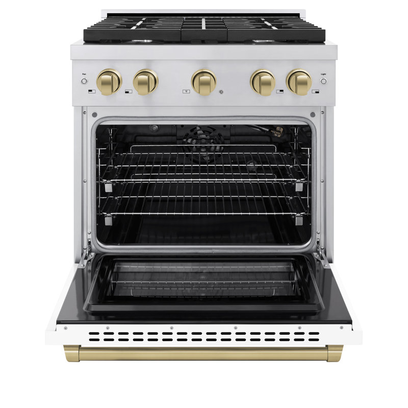 ZLINE 30 in. 4 Burner Gas Range with Gas Oven in Stainless Steel with White Matte Door and Accents