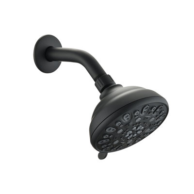 4.72" Matte Black Shower Head - High 6-Setting, Large Coverage, Rust , 1.8 Gpm 6 Spray Patterns, Rustproof,