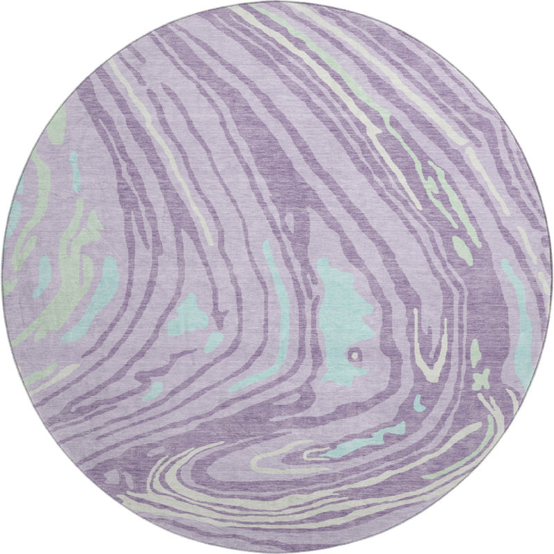 Premium Machine Washable Cossette AMF1051 Swirls Rug, Round 8'