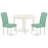 3 Piece Dining Room Furniture Set Contains a Round Kitchen Table and 2 Dark Shitake Linen Fabric Parson Dining Chairs, Linen White-352884052-352884055