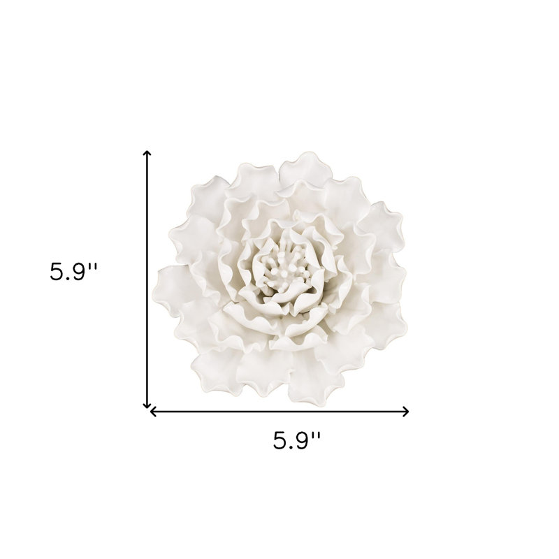 Sculpture dimensionnelle en céramique blanc cassé 9 po, H 5,9 po x l 5,9 po x P 2,8 po