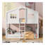 Lit simple superposé simple avec échelle, lit en bois blanc-85393178