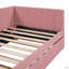 Lit de jour rembourré avec couchette simple pour canapé-lit, pas de sommier, tissu de lin (lit de jour)-950990351