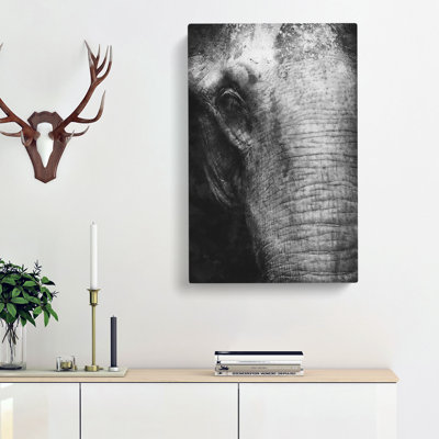 Mighty Elephant In The Shadows - Wrapped Canvas Print