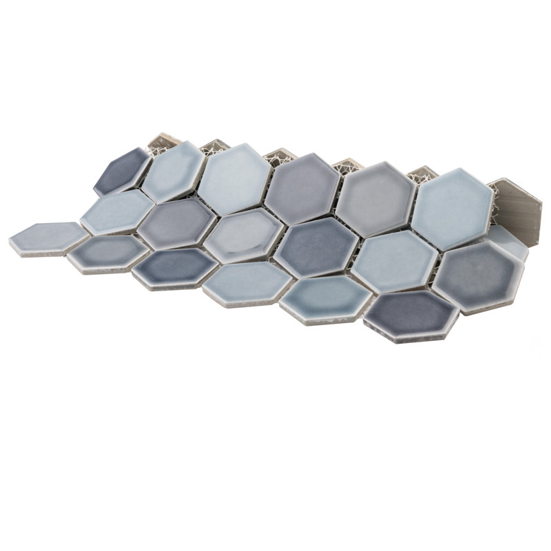 Hudson Due 2" x 2" Hex Porcelain Mosaic Wall & Floor Tile, Stillwater