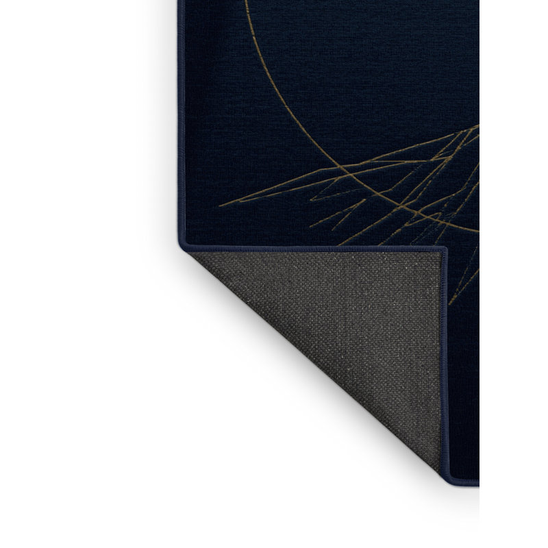 Tapis bleu doux et moelleux à motif géométrique Pitkin, 4 x 2