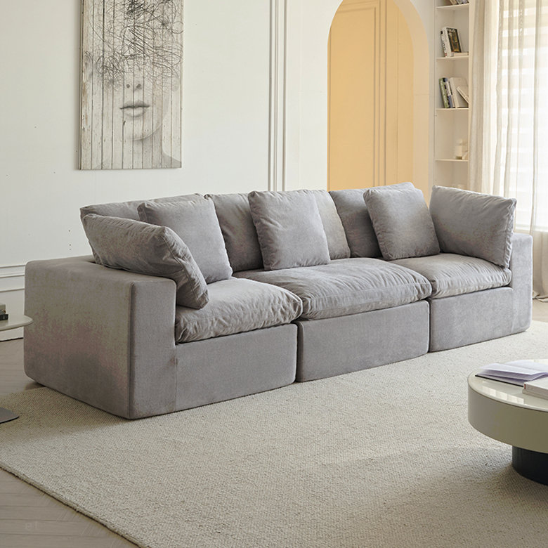 Canapé modulaire modulaire, canapé modulaire compressé de style minimaliste moderne, canapé-lit pour le salon, canapé-lit compressé confortable, conception peu encombrante, gris clair