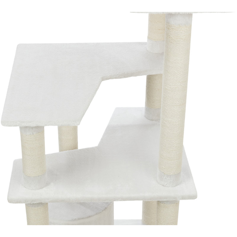 59" Cream Sisal and Wood Freestanding Cat Tree
