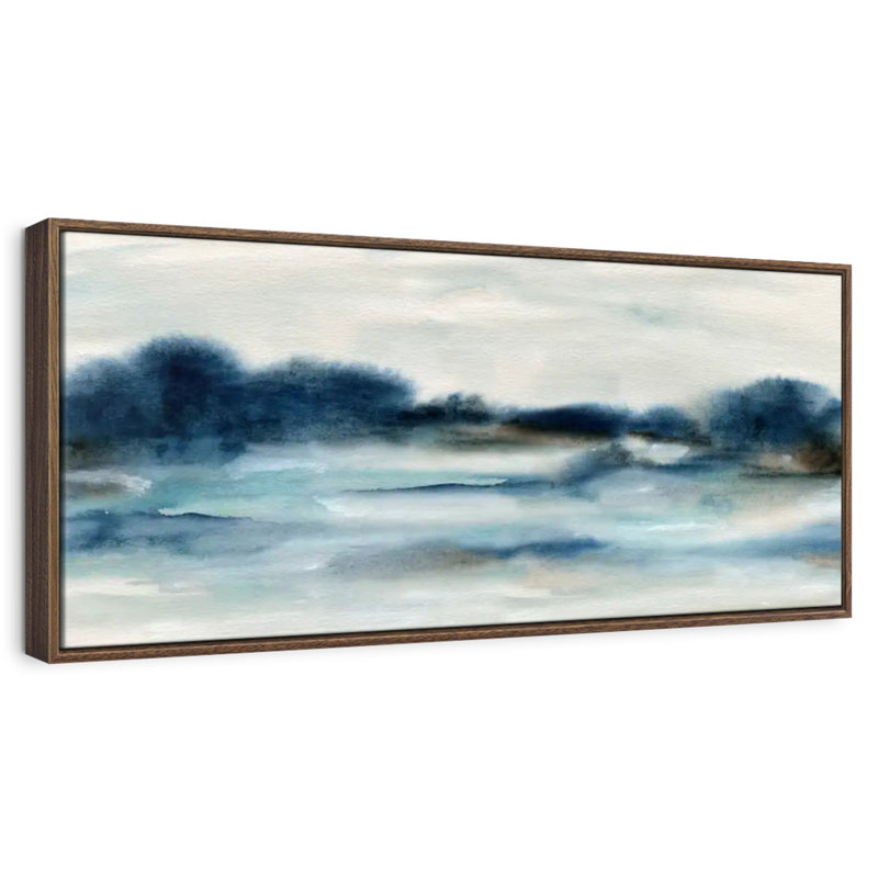 Vue panoramique sur la baie, 43 po x 15 po, Cadre flottant noyer