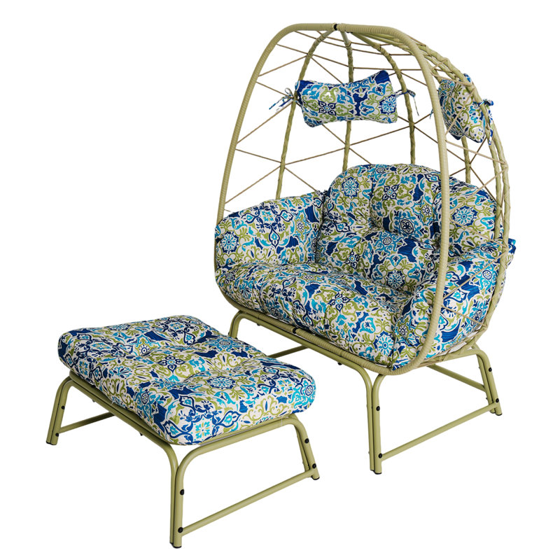 Spacious Patio Lounge Chairs, Steel Pe Rattan Boho Egg Set For Patio Home
