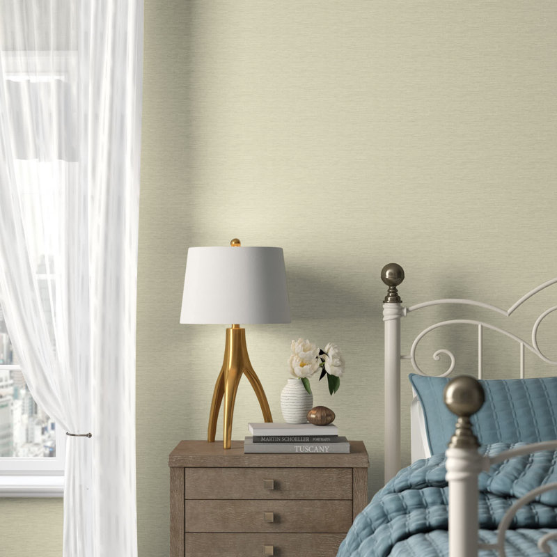 Godalming Silver Faux Linen Wallpaper, Light Grey