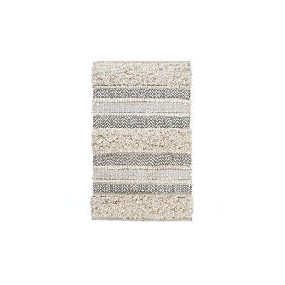 Woven Texture Stripe Bath Rug Grey 20X32"