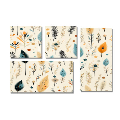 Antique Beige Vintage Minimalism Boho Pattern - Beige Canvas Prints 4 Pieces