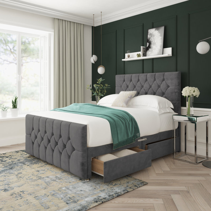 Upholstered Bed, Armour, Foot-end Drawers, Double (4'6)