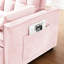 Fauteuil inclinable convertible 3 en 1 - Velours rose avec inclinaison et rangement pour le salon