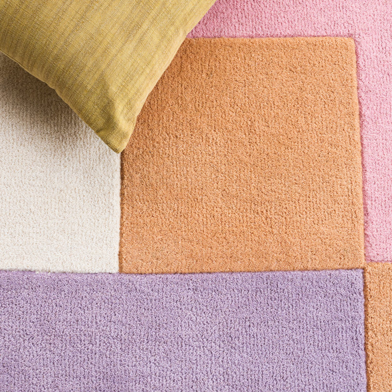 Harsirat Handmade Hand Tufted Wool Pink/Orange/Beige Rug, Rectangle 8' x 10'