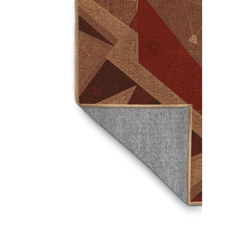 Tapis géométrique brun lavable à la machine Orys, 7x9