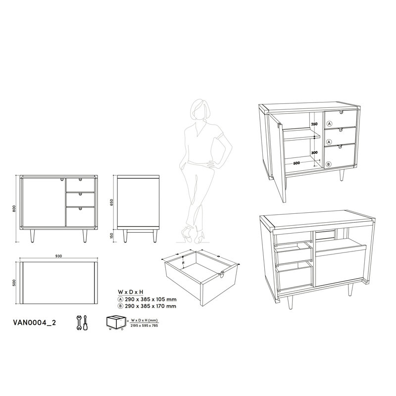 Mailelani 93 mm Single Double Bathroom Vanity Base